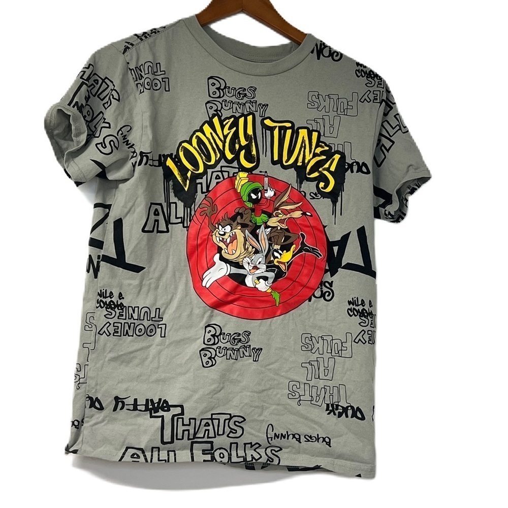 Looney Tunes boys sz M gray short sleeve tee casual fun streetwear graphic class